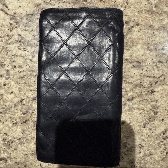 Chanel Black Leather Diamond Stitch Long Bifold Wallet - Authentic - Picture 3 of 11